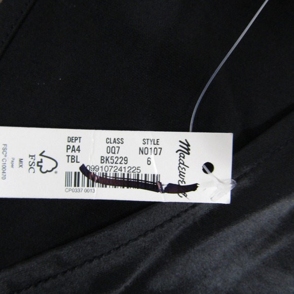 Madewell NEW NWT Womens 6 Black Wide V Neck Midi Dress High Slit - Picture 5 of 8